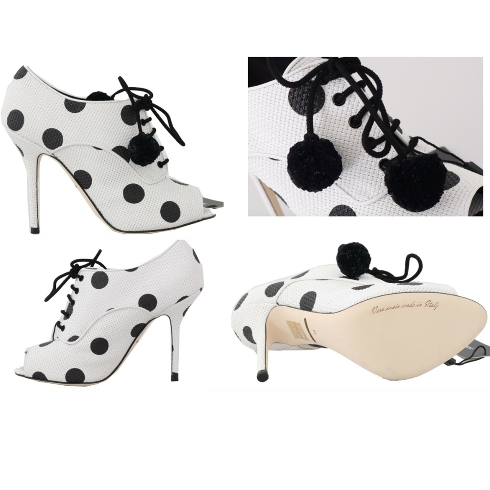 Auth Dolce & Gabbana polka dot booties heels